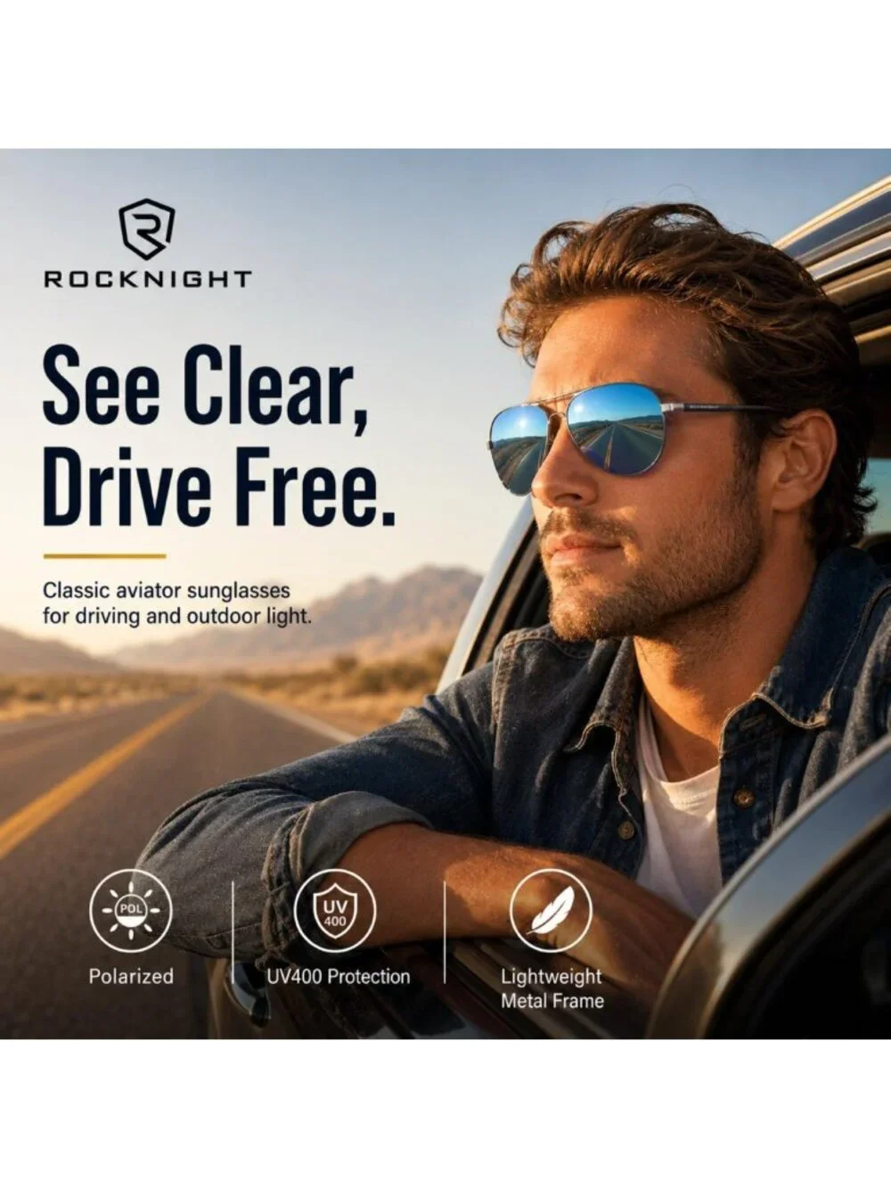 Polarized Aviator Sunglasses for Men & Women | UV400 Protection, Adjustable Nose
